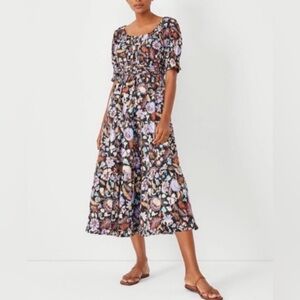 New Ann Taylor batik Midi Flare Floral Dress size 2 feminine